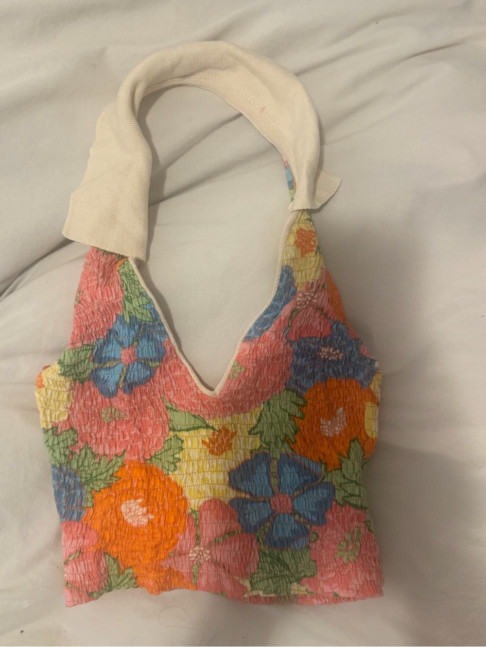 Zara Floral Textured Shoulder Bag in Multi-Color